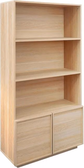 Libreria moderna Sweeek con 2 ante e 5 livelli in effetto legno marrone naturale, H 160 x L 80 x P 35 cm