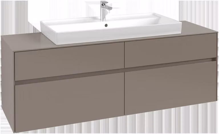 Villeroy & Boch Collaro Meuble sous-lavabo, 4 tiroirs, lavabo au centre, montage mural, avec éclairage, 1600x548x500mm, C031B0VN, C031B0VN