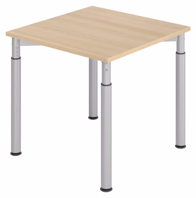 bümö Scrivania Serie-Y - Struttura: argento, dimensioni: 80 x 80 cm, decorazione: rovere