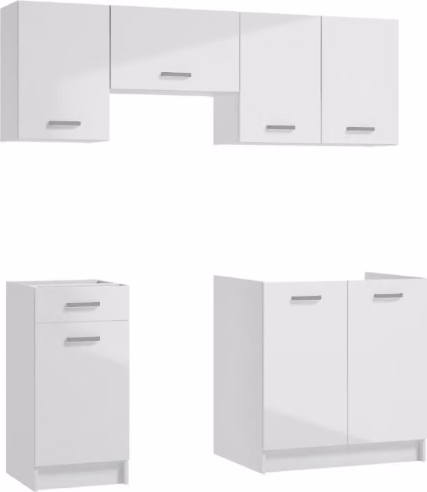 Set di mobili da cucina bianco lucido 5 pezzi 180 cm