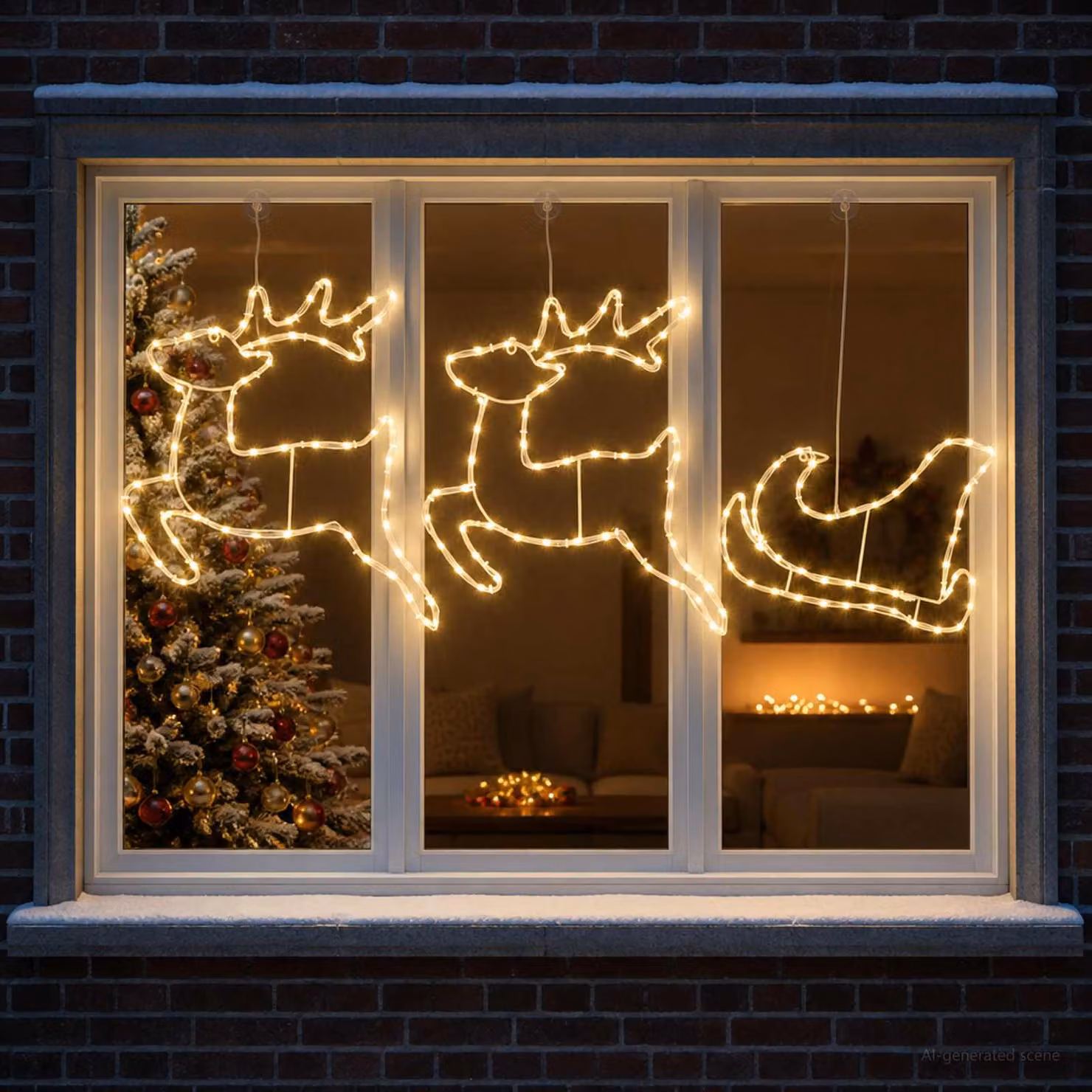 vidaXL Decorazione natalizia con renna e slitta LOVIISA 180 LED