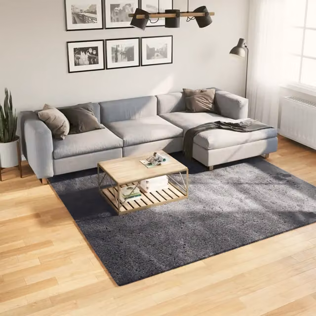Tappeto Quadrato Moderno vidaXL in Poliestere Antracite Lavabile e Antiscivolo L 240 x P 240 cm