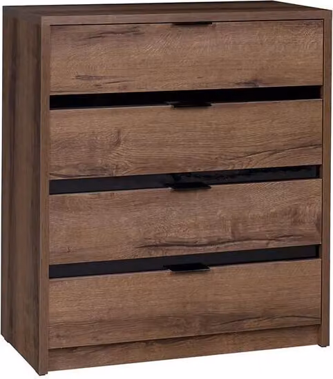 Cassettiera con cassetti spaziosi DOON - marrone / nero lucido