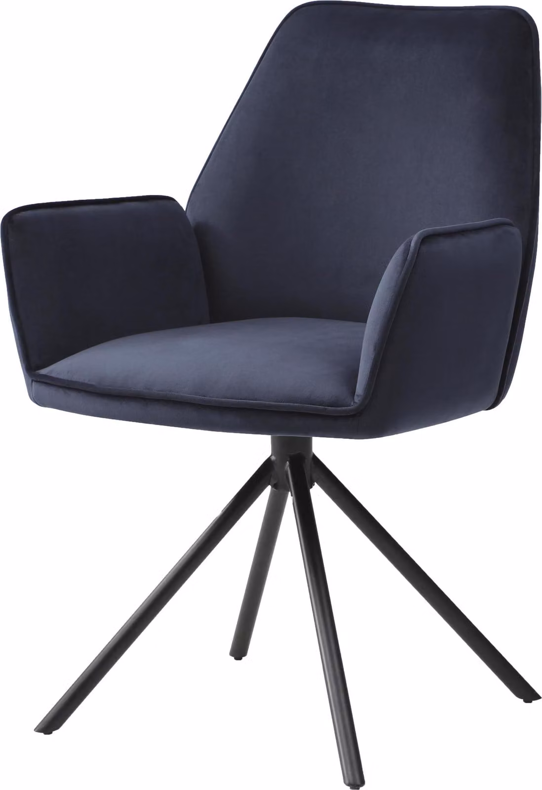Sedia da sala da pranzo | A x L x P 86 x 60 x 60 cm | Altezza seduta 49 cm | Velluto MVG | Blu antracite | Sedia da cucina Sedia con braccioli