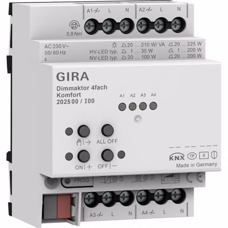 Gira KNX Dimmaktor 4fach Komfort 4 x 225 W/VA, 1 Stk.
