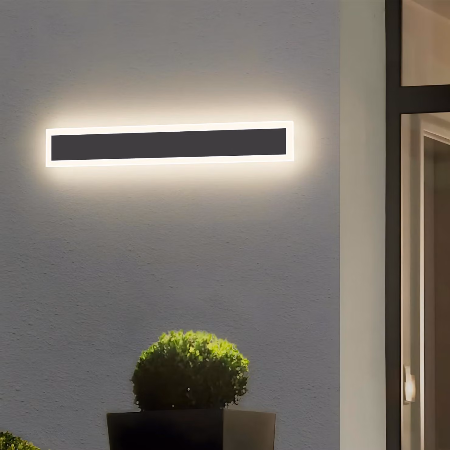 Lampada da parete a LED, per uso esterno, 40 cm, colore nero, grado di protezione IP65, 8W, 4000K