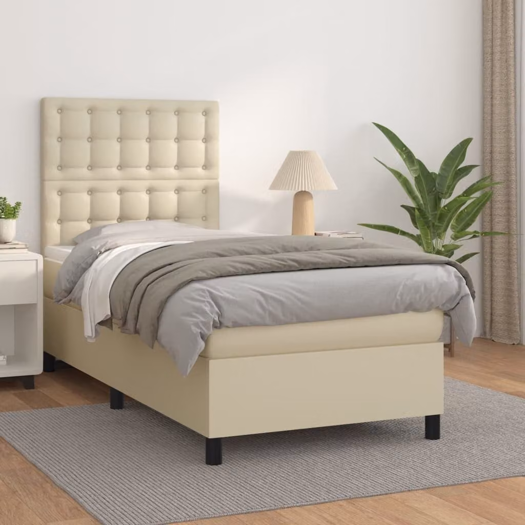 Maison Exclusive - Letto boxspring con materasso color crema 80x200 cm in ecopelle