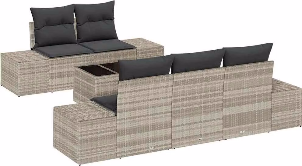 Set Divano da Giardino 6 pcs Grigio chiaro polyrattan
