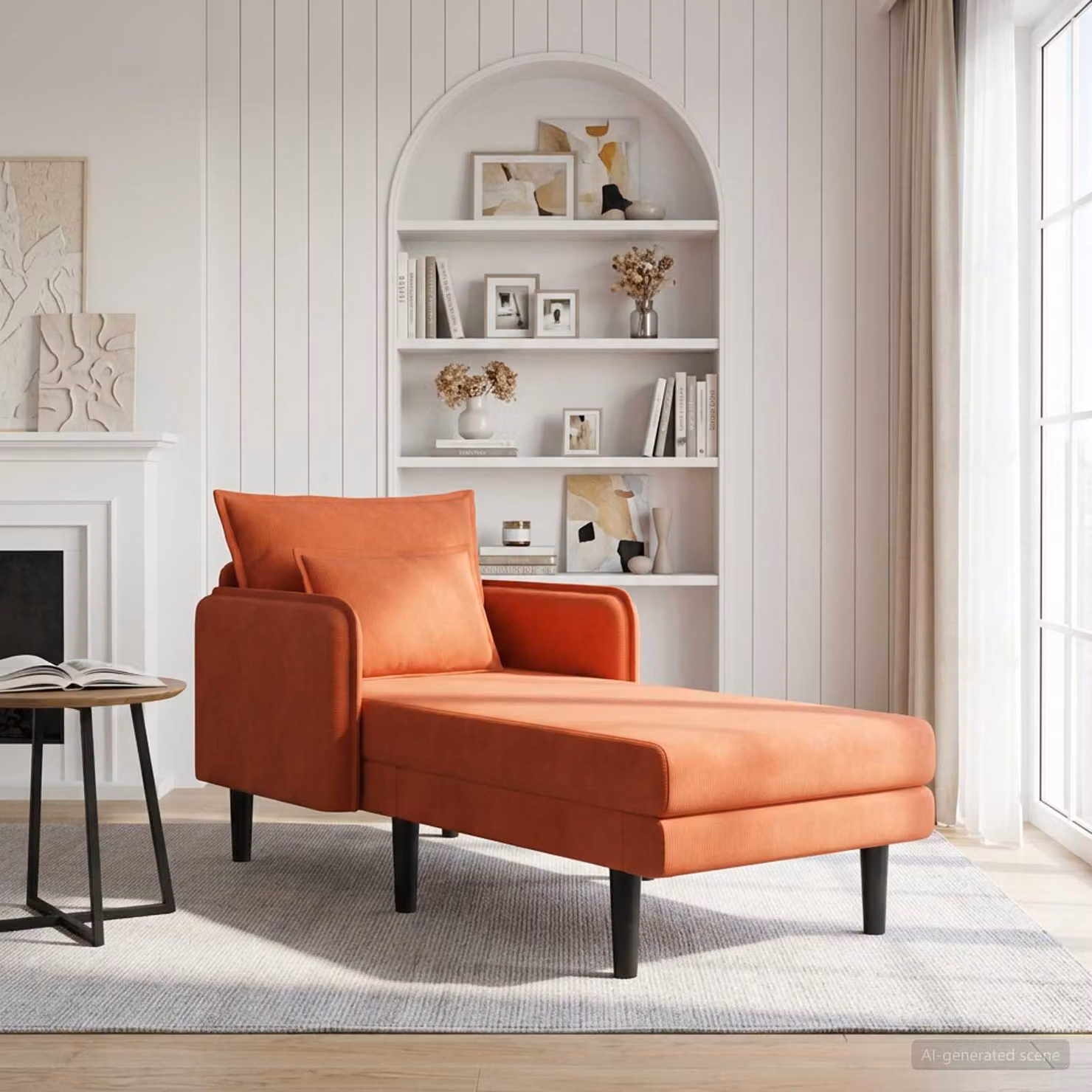 vidaXL Chaise longue oversize moderna in velluto a coste rosso arancio con cuscini inclusi L: 173 cm, P: 84 cm, H: 86 cm
