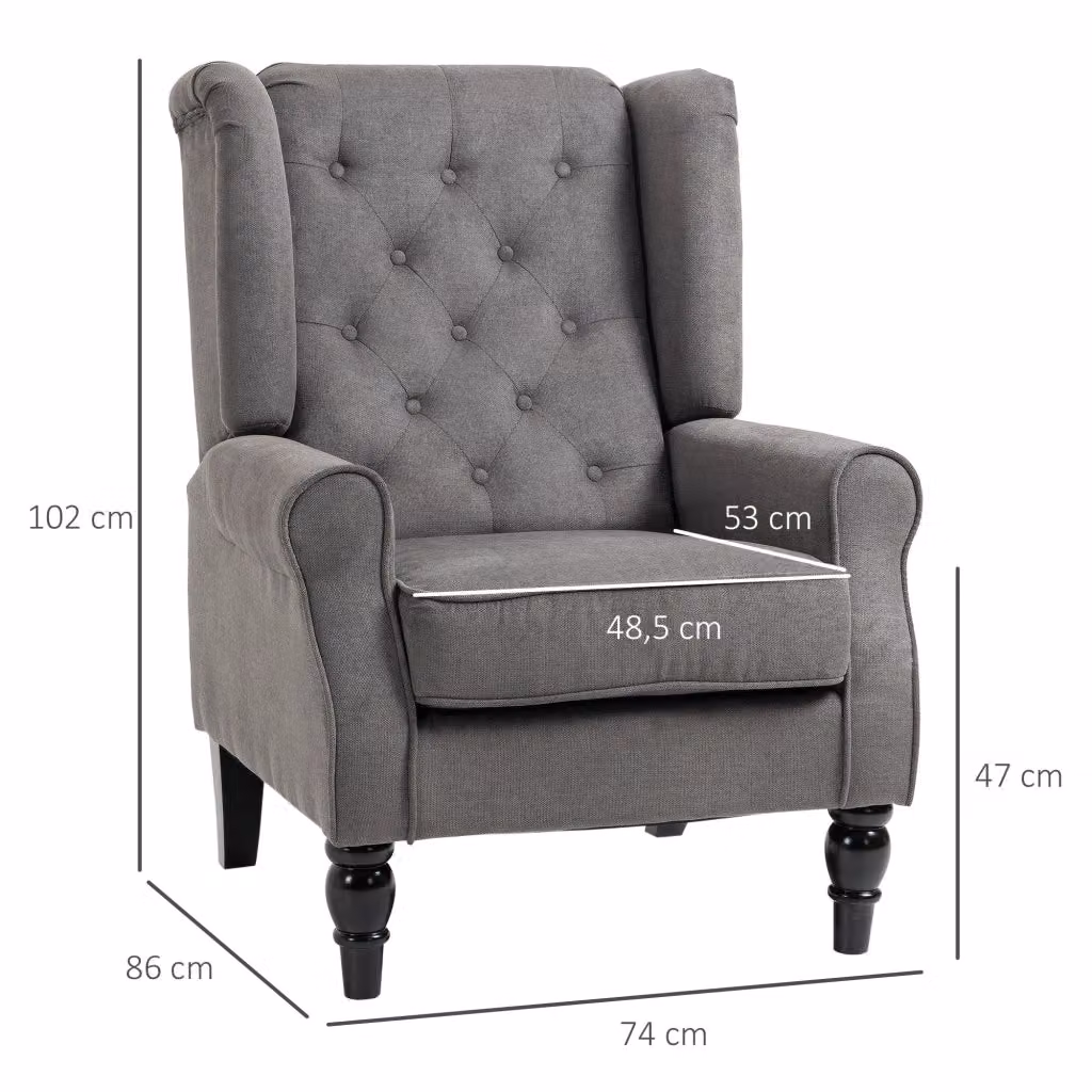 Poltrona relax WISHDOR con schienale alto e braccioli, rivestimento in tessuto grigio scuro, L: 74 cm, P: 86 cm, H: 102 cm – 2