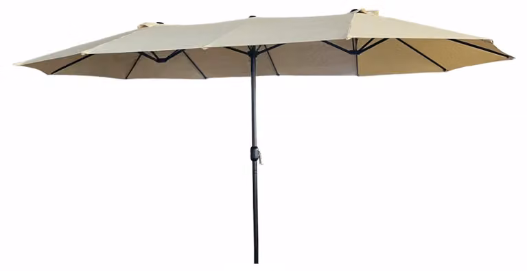 raumhirsch, ombrellone doppio XXL, 460x270 cm. Ombrellone da mercato, ombrellone con manovella, ombrellone da giardino. Impermeabile, protezione UV. Grande, color beige