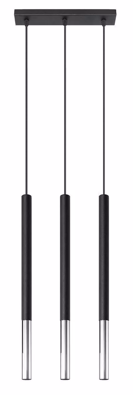 Lampada a sospensione MOZAICA 3L nero/cromo 3xG9 8W acciaio 90x5x30cm Sollux Lighting