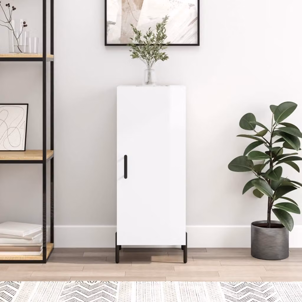 Credenza moderna vidaXL in bianco lucido con montaggio a parete, L/P/H: 34,5 x 34 x 90 cm