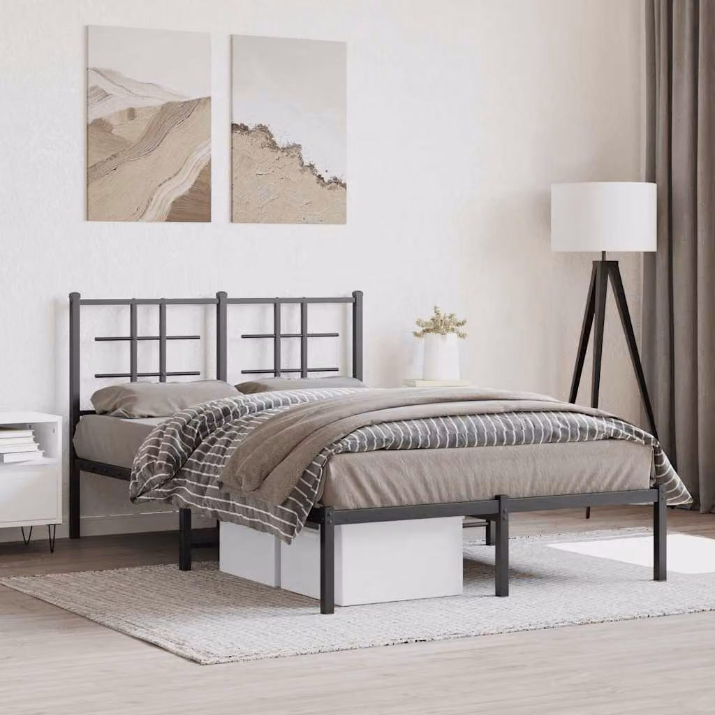 vidaXL Giroletto con Testiera in Metallo Nero L/P/H: 120 x 200 cm – 1