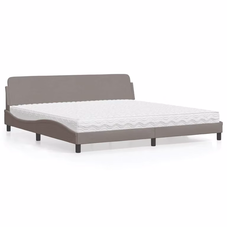 Letto con Materasso Dover vidaXL in Tessuto Tortora L/P/H: 200 x 200 x 205 cm