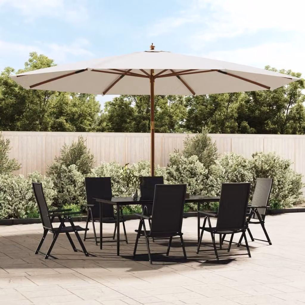 The Living Store Ombrellone con palo in legno Colore sabbia 400x273 cm