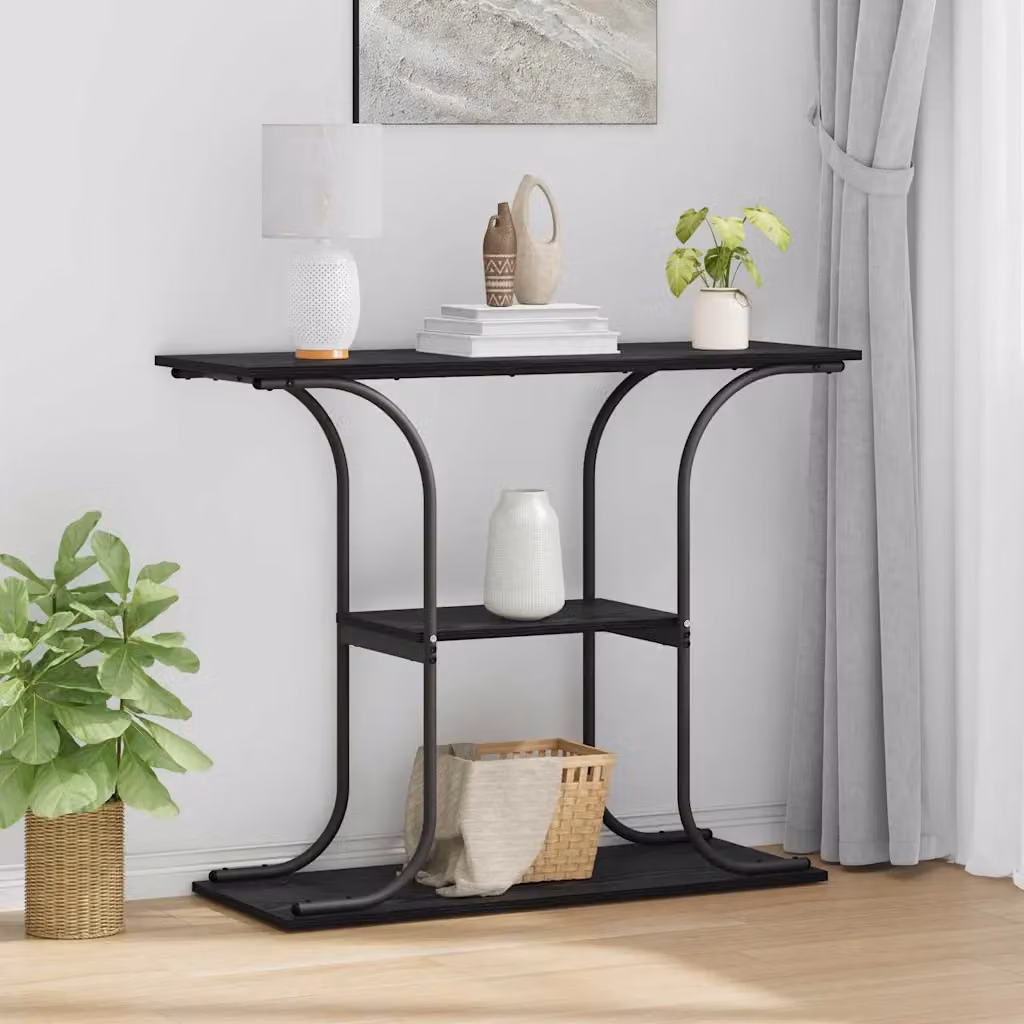 vidaXL Tavolo consolle con scaffale in stile industriale, colore Nero, L 101 x P 35 x H 80,5 cm