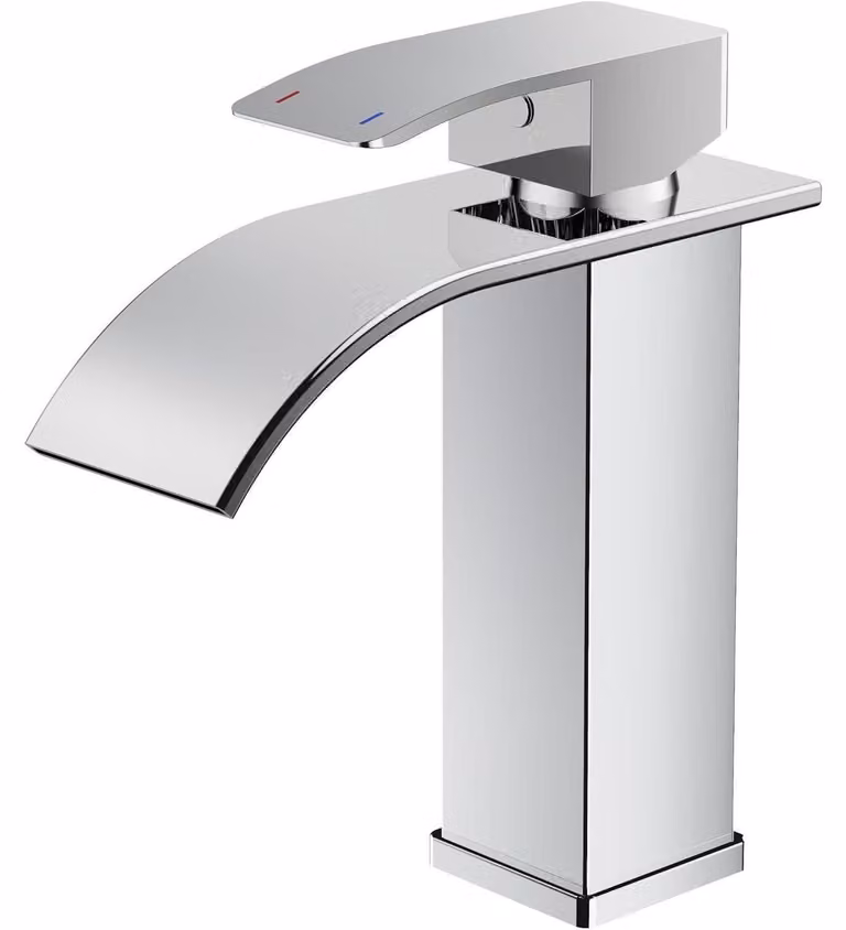 FORIOUS Rubinetto Bagno, Cascata Lavabo Miscelatore Monocomando, Altezza Uscita Acqua 110mm, Risparmio Idrico, Risparmio Energetico