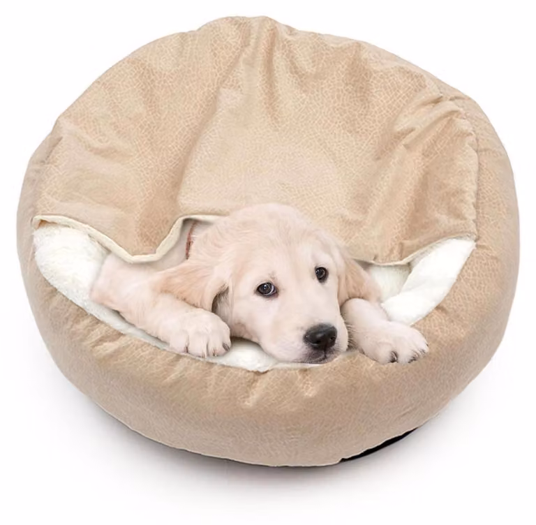 Cuccia per cani lavabile, morbida e con coperta, diametro 80 cm, beige, adatta a cani e gatti fino a 18 kg