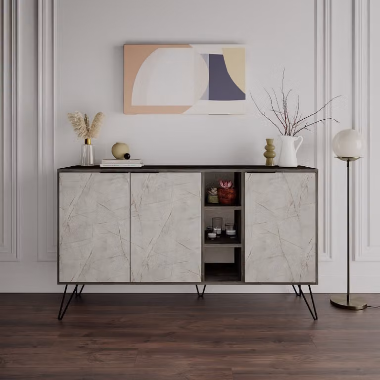 Skye Decor, Clara- Clara DTE, marrone scuro, cassettiera, 83x142x35,6 cm, 100% pannello di particelle rivestito in melamina