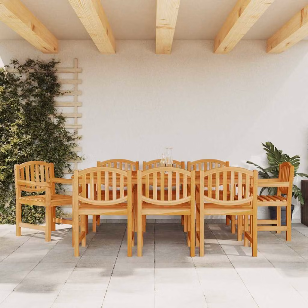 Set di 8 sedie da giardino vidaXL in legno massello di teak marrone con braccioli L/P/H: 58 x 59 x 88 cm