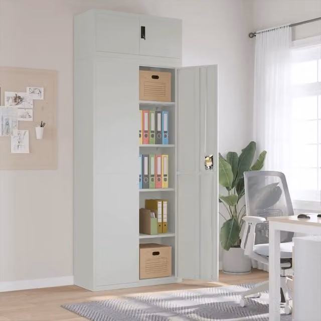 Armadio Classificatore Grigio Chiaro 90x40x240 cm in Acciaio 3188321