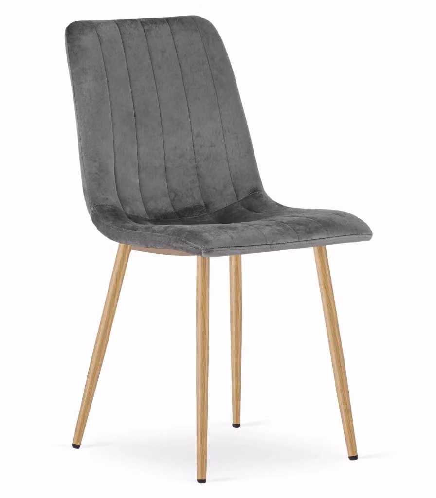 Set di 4 sedie OSKAR in velluto grigio con gambe in legno e metallo per cucina e soggiorno – 2