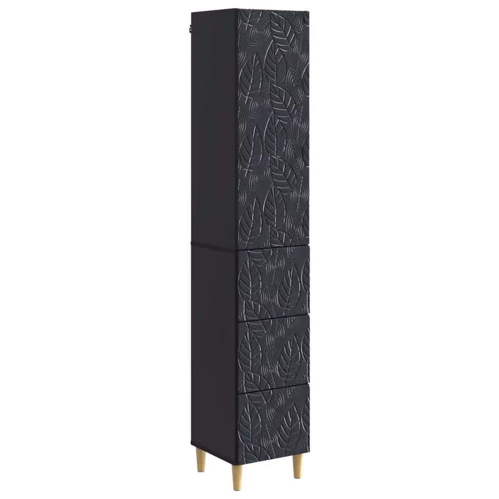 Set di 2 armadi moderni vidaXL in MDF nero lucido con ante a battente e ripiani interni L/P/H: 33 x 34,5 x 90 cm – 2
