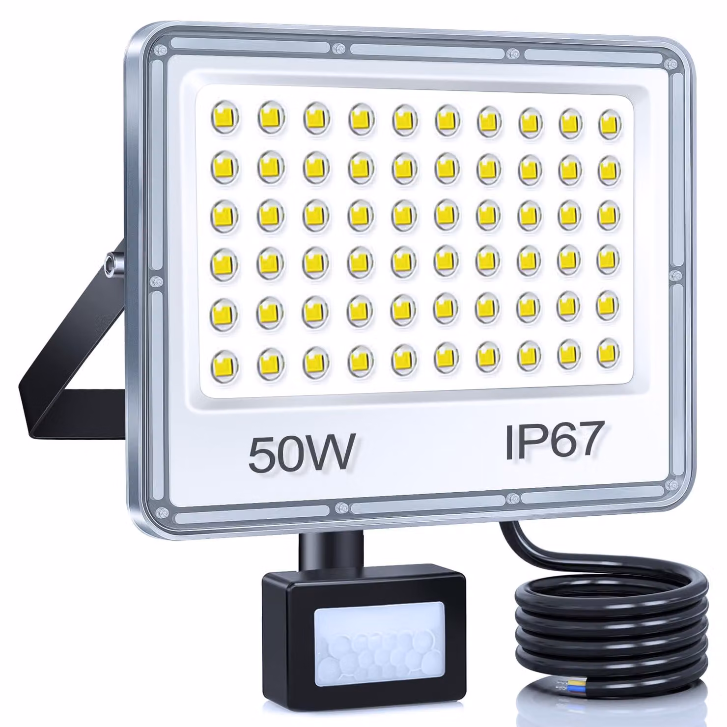 Faro a LED da 50W con sensore di movimento, 5000 lumen, grado di protezione IP67, luce bianca fredda