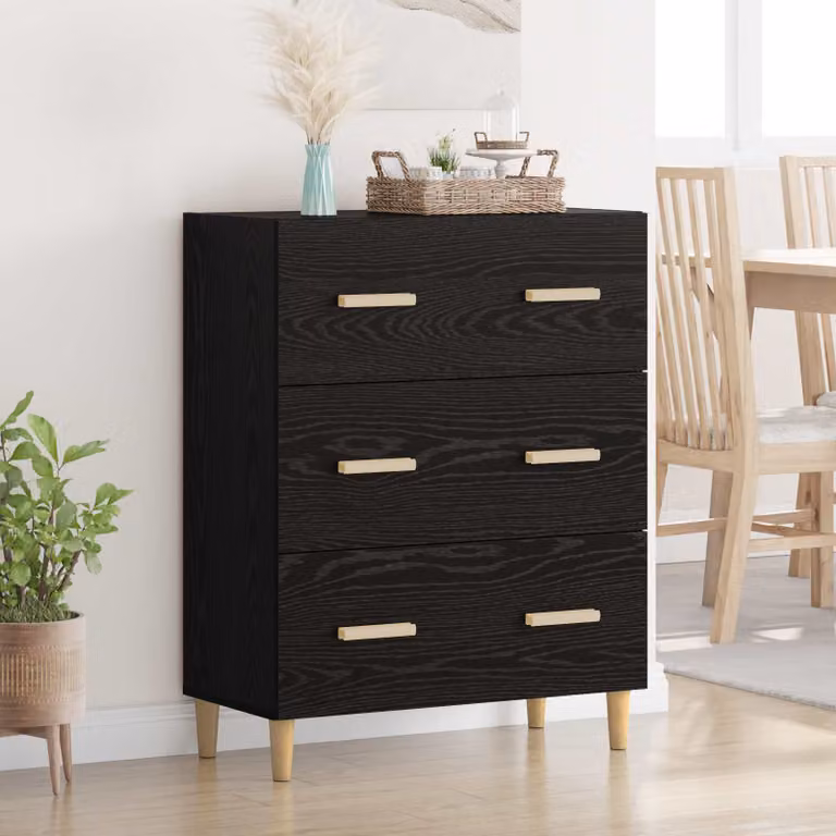 Credenza moderna vidaXL in legno MDF nero, L 69,5 x P 34 x H 90 cm