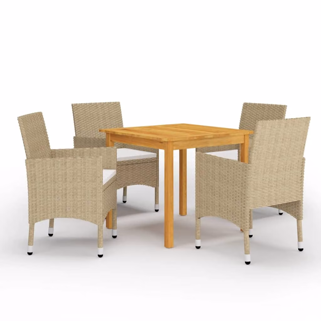 vidaXL Set da pranzo da giardino 5 pezzi Beige