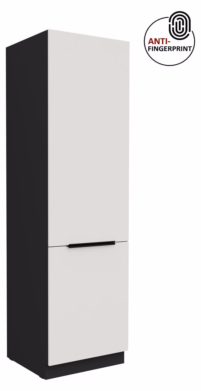 Armadio alto da cucina da 60 cm, cucina ARIA bianco ultra opaco + nero opaco, frontali di alta qualità con rivestimento anti-impronta, mobile da cucina con chiusura ammortizzata