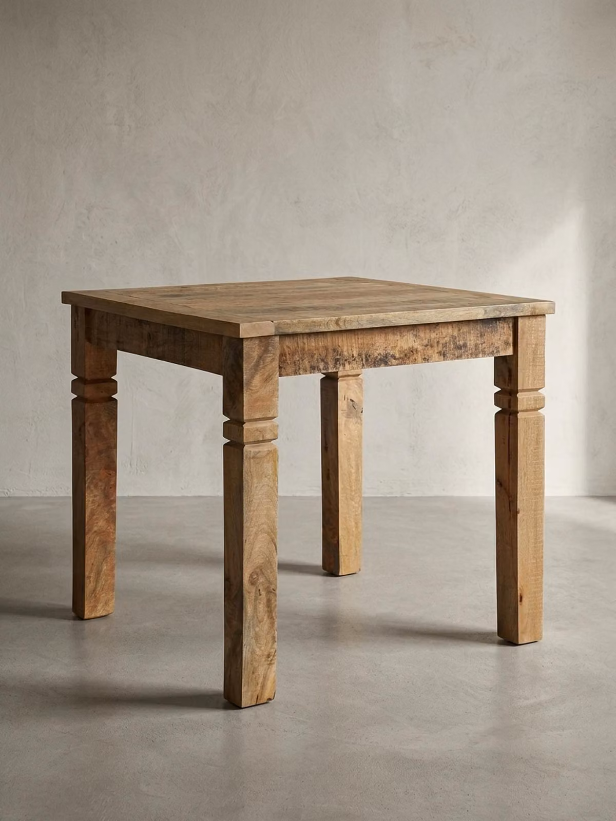 Tavolo da pranzo WL5.077 Marrone 80 x 80 x 76 cm Legno massello di mango, Design rustico Tavolo da pranzo massiccio, Tavolo quadrato per sala da pranzo, Tavolo da cucina per 4 persone, Tavolo rustico in legno piccolo