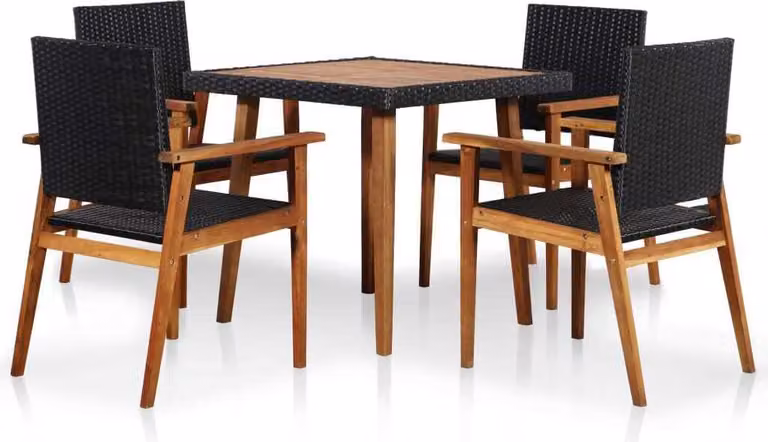 Maison Exclusive - Set da giardino completo per 5 persone, realizzato in rattan sintetico, colore nero e marrone