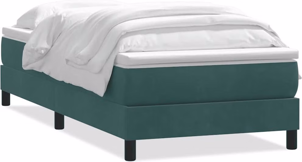 Giroletto a Molle con Materasso Verde Scuro 80x220 cm Velluto