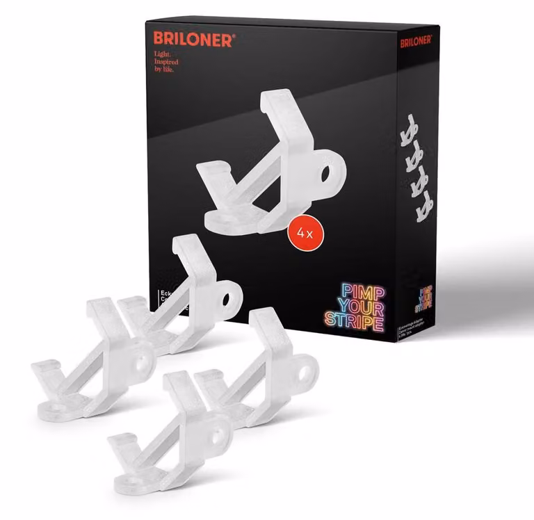 Pimp Your Stripe Set di 4 adattatori angolari, per profili in alluminio, trasparenti
