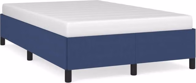 Letto matrimoniale per adulti in tessuto blu con struttura in legno di pino e doghe in legno L: 120 cm, P: 200 cm, H: 33.5 cm