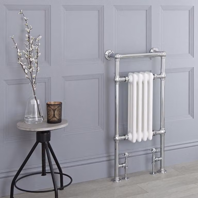 Scaldasalviette Tradizionale Verticale Cromato/Bianco 930x452mm - Termoarredo Bagno - Elizabeth