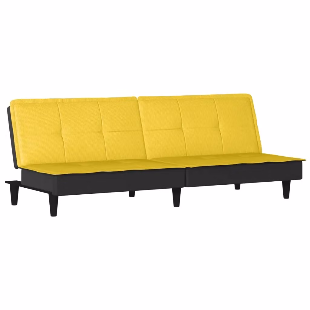 Divano Letto Click Clack Moderno vidaXL in Tessuto Giallo con Funzione Letto e Poggiatesta Regolabile L/P/H: 200 x 100 x 89 cm – 2