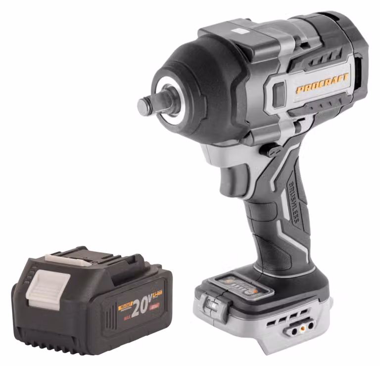 Avvitatore a impatto a batteria ProCraft Industrial IW850A-BB 20 V 850 Nm 1/2" brushless + 1 batteria da 4,0 Ah - senza caricabatterie