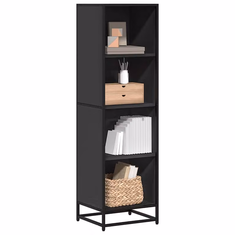 Libreria stile industrial vidaXL in legno e metallo nera, L: 40 cm, P: 35 cm, H: 139 cm