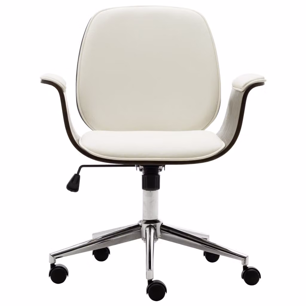 Sedia da ufficio in legno curvato bianco e Pelle finta