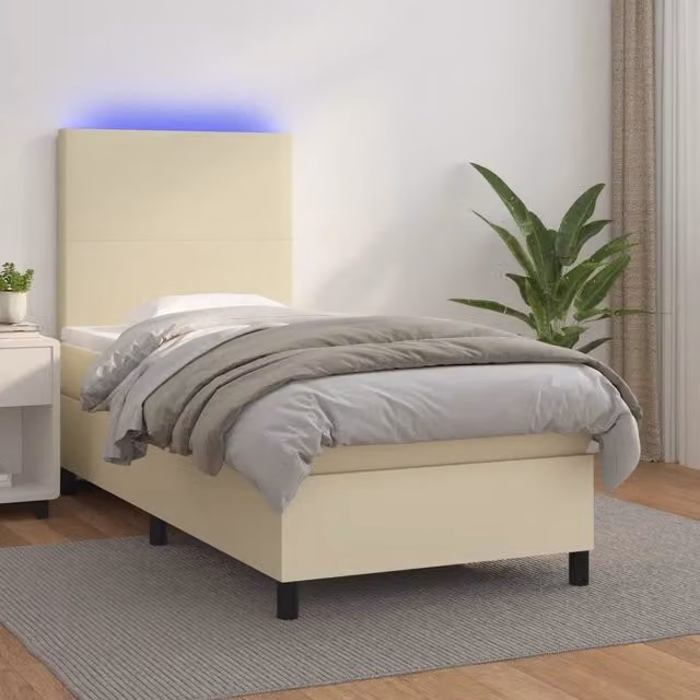 Letto a molle con materasso e illuminazione LED vidaXL in similpelle beige L: 80 cm, P: 200 cm, H: 203 cm