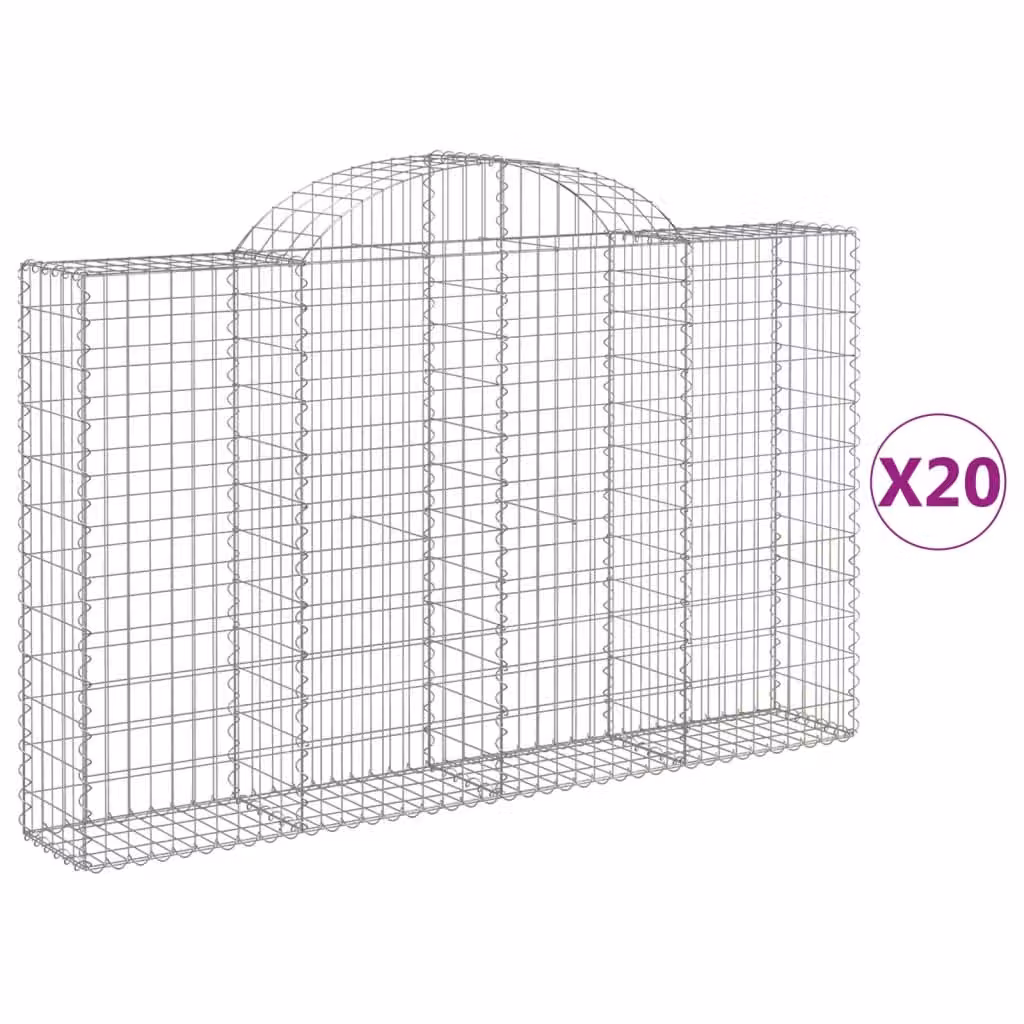 Cesti Gabbioni ad Arco 20 pz 200x30x120/140 cm Ferro Zincato