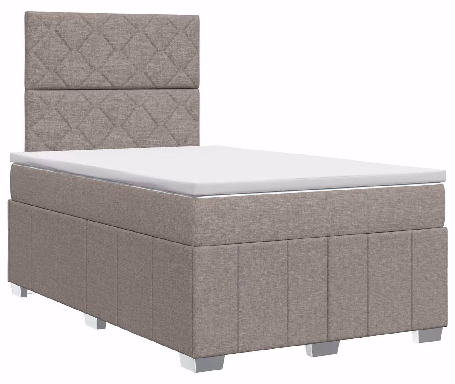 Letto a molle con materasso Taupe 120 x 190 cm in tessuto
