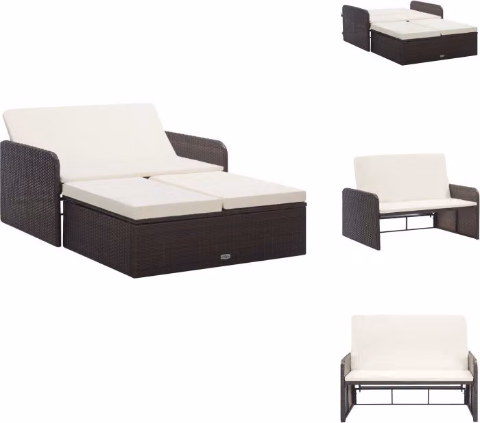 vidaXL set salotto da giardino 2 pezzi con cuscini in rattan marrone - Set di mobili da giardino
