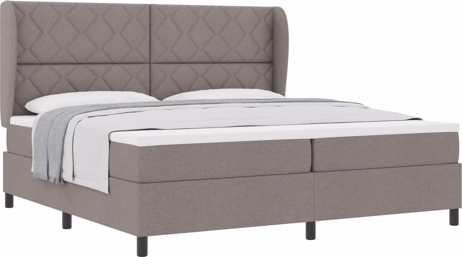 Letto a molle con materasso Taupe 200 x 200 cm in tessuto