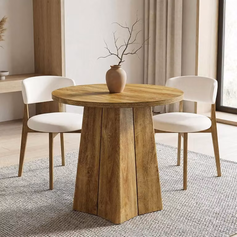 Tavolo da pranzo 80 cm, stile rustico, color marrone, adatto per 2-4 persone