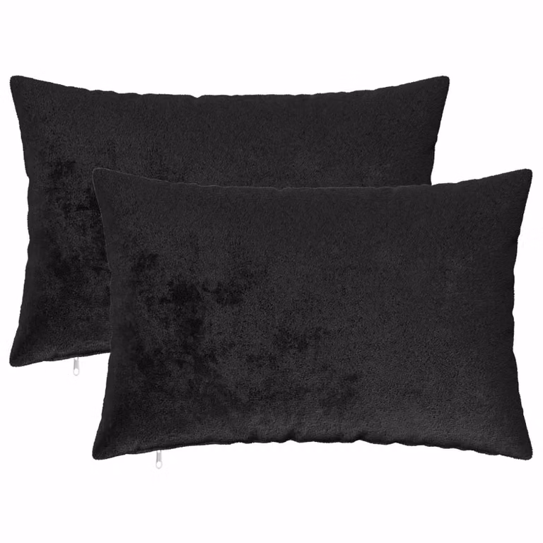 Set di 2 federe vidaXL HEERLEN in flanella nera per adulti, L 50 cm x P 70 cm
