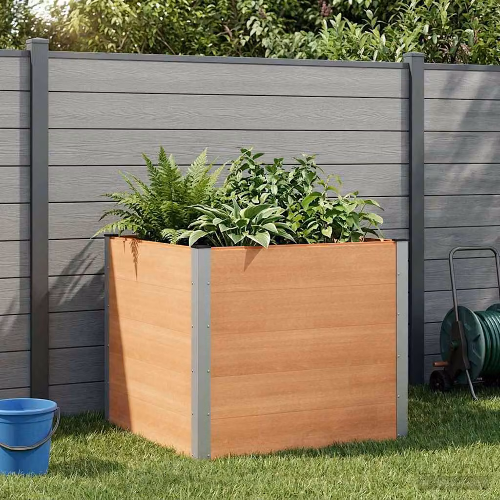 Letto rialzato da giardino vidaXL in WPC e alluminio, Marrone, L 100 x P 100 x H 91 cm